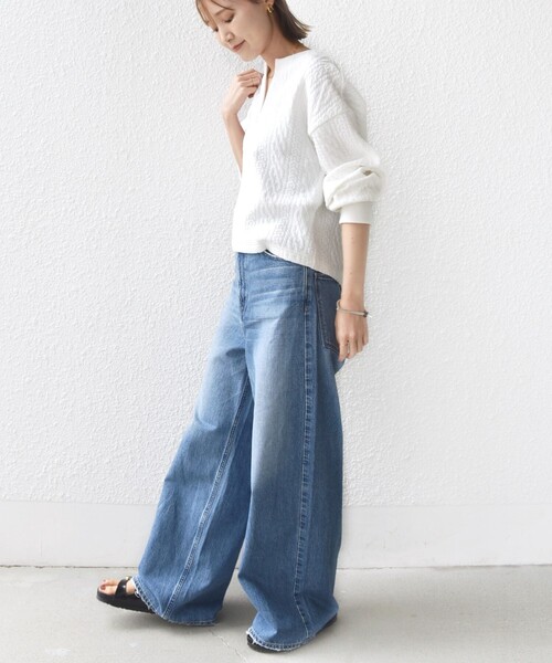 SHIPS（シップス）の「〈手洗い可能〉ケーブル ジャージー スキッパー プルオーバー（スウェット・レディース・ネイビー/レッド/オフホワイト/グレー・ONE SIZE）」の6枚目の写真