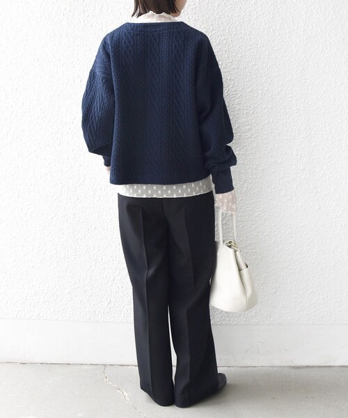 SHIPS（シップス）の「〈手洗い可能〉ケーブル ジャージー スキッパー プルオーバー（スウェット・レディース・ネイビー/レッド/オフホワイト/グレー・ONE SIZE）」の22枚目の写真