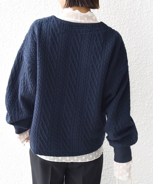 SHIPS（シップス）の「〈手洗い可能〉ケーブル ジャージー スキッパー プルオーバー（スウェット・レディース・ネイビー/レッド/オフホワイト/グレー・ONE SIZE）」の14枚目の写真