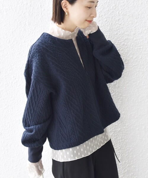 SHIPS（シップス）の「〈手洗い可能〉ケーブル ジャージー スキッパー プルオーバー（スウェット・レディース・ネイビー/レッド/オフホワイト/グレー・ONE SIZE）」の15枚目の写真