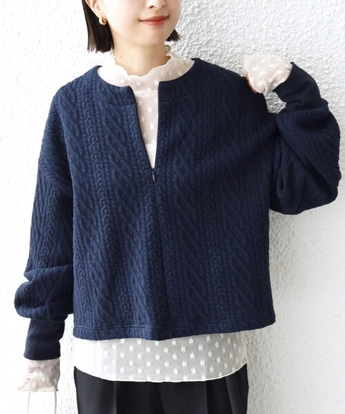 SHIPS（シップス）の「〈手洗い可能〉ケーブル ジャージー スキッパー プルオーバー（スウェット・レディース・ネイビー/レッド/オフホワイト/グレー・ONE SIZE）」の16枚目の写真