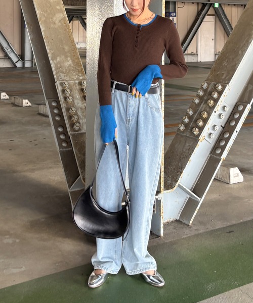 ISOOK(アイスー)の「【ISOOK / アイスー】配色キーネックリブニット / ヘンリーネック レイヤードライク トップス プルオーバー キーネック クルーネック 長袖 ロングスリーブ 指穴 サムホール アイボリー グレー ブラウン チャコール ZOZOTOWN限定(ニット/セーター・レディース・グレー/アイボリー/チャコール/ブラウン・FREE)」の21枚目の写真