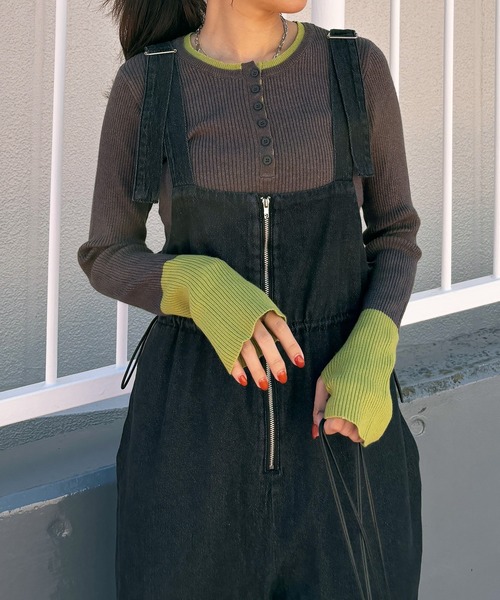 ISOOK(アイスー)の「【ISOOK / アイスー】配色キーネックリブニット / ヘンリーネック レイヤードライク トップス プルオーバー キーネック クルーネック 長袖 ロングスリーブ 指穴 サムホール アイボリー グレー ブラウン チャコール ZOZOTOWN限定(ニット/セーター・レディース・グレー/アイボリー/チャコール/ブラウン・FREE)」の15枚目の写真