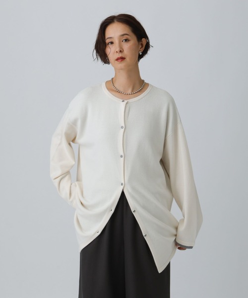 LEPSIM（レプシィム）の「12ゲージレイヤード風カーディガンチュニック　577857（カーディガン/ボレロ・レディース・チャコールグレー/ブラック/アイボリー・FREE）」の2枚目の写真