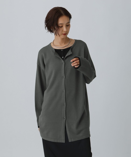 LEPSIM（レプシィム）の「12ゲージレイヤード風カーディガンチュニック　577857（カーディガン/ボレロ・レディース・チャコールグレー/ブラック/アイボリー・FREE）」の11枚目の写真