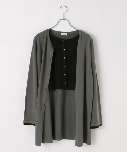 LEPSIM（レプシィム）の「12ゲージレイヤード風カーディガンチュニック　577857（カーディガン/ボレロ・レディース・チャコールグレー/ブラック/アイボリー・FREE）」の21枚目の写真