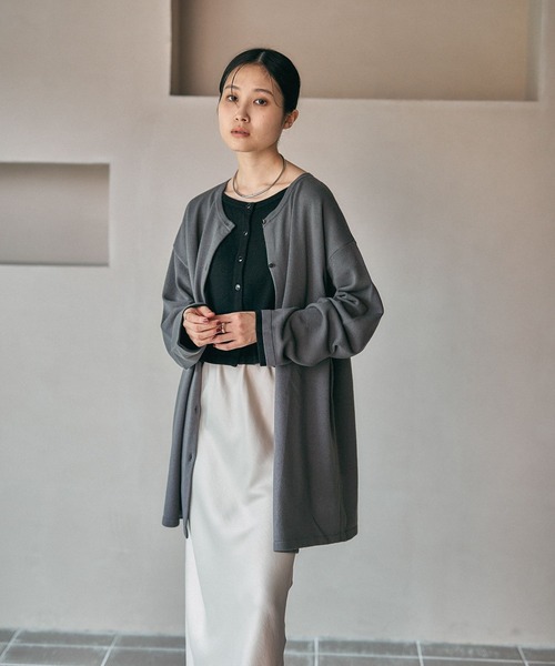 LEPSIM（レプシィム）の「12ゲージレイヤード風カーディガンチュニック　577857（カーディガン/ボレロ・レディース・チャコールグレー/ブラック/アイボリー・FREE）」の6枚目の写真