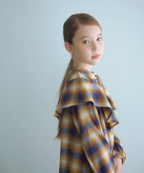 green label relaxing(グリーンレーベルリラクシング)の「オンブレチェック ワンピース / キッズ 100cm-160cm(ワンピース・キッズ・イエロー/ケリーグリーン・150cm/110cm/140cm/160cm/130cm/100cm/120cm)」の4枚目の写真