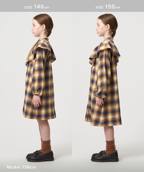 green label relaxing(グリーンレーベルリラクシング)の「オンブレチェック ワンピース / キッズ 100cm-160cm(ワンピース・キッズ・イエロー/ケリーグリーン・150cm/110cm/140cm/160cm/130cm/100cm/120cm)」の8枚目の写真