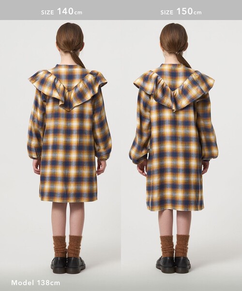 green label relaxing(グリーンレーベルリラクシング)の「オンブレチェック ワンピース / キッズ 100cm-160cm(ワンピース・キッズ・イエロー/ケリーグリーン・150cm/110cm/140cm/160cm/130cm/100cm/120cm)」の9枚目の写真