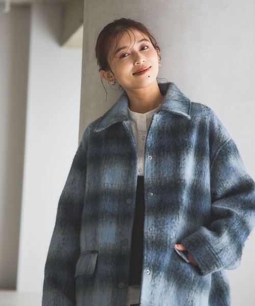 セール】シャギーチェックジャケットコート（その他アウター）｜studio