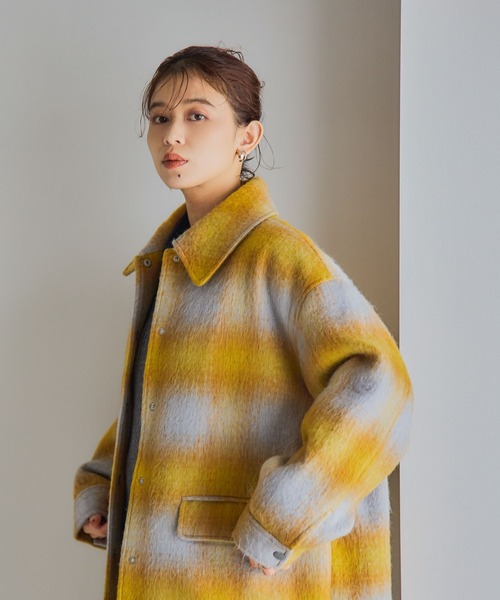 シャギーチェックジャケットコート（その他アウター）｜studio CLIP