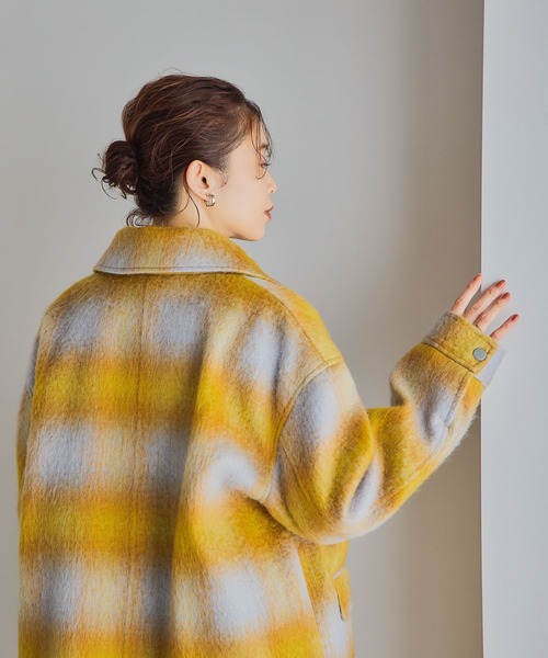 studio CLIP(スタディオクリップ)の「シャギーチェックジャケットコート(その他アウター・レディース・イエロー系その他/ブルー系その他/ブラウン系その他・FREE)」の5枚目の写真