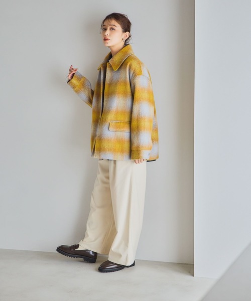 studio CLIP(スタディオクリップ)の「シャギーチェックジャケットコート(その他アウター・レディース・イエロー系その他/ブルー系その他/ブラウン系その他・FREE)」の8枚目の写真