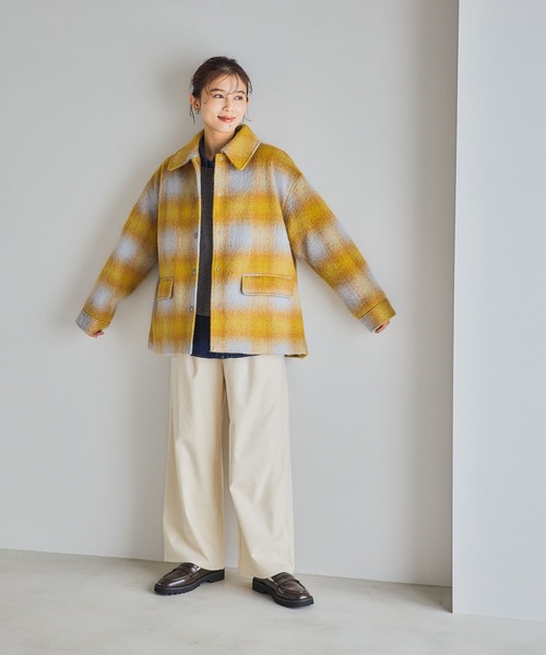 シャギーチェックジャケットコート（その他アウター）｜studio CLIP