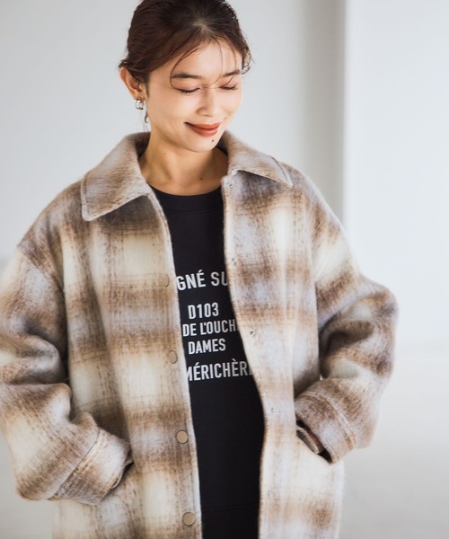 studio CLIP(スタディオクリップ)の「シャギーチェックジャケットコート(その他アウター・レディース・イエロー系その他/ブルー系その他/ブラウン系その他・FREE)」の11枚目の写真