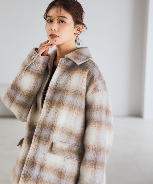studio CLIP(スタディオクリップ)の「シャギーチェックジャケットコート(その他アウター・レディース・イエロー系その他/ブルー系その他/ブラウン系その他・FREE)」の14枚目の写真