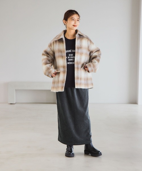 studio CLIP(スタディオクリップ)の「シャギーチェックジャケットコート(その他アウター・レディース・イエロー系その他/ブルー系その他/ブラウン系その他・FREE)」の16枚目の写真