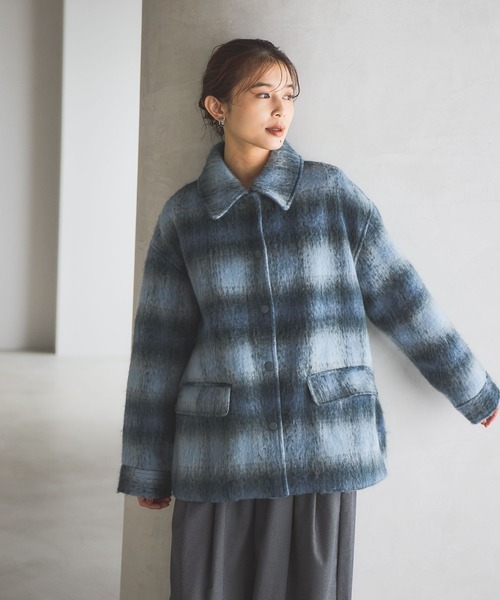 studio CLIP(スタディオクリップ)の「シャギーチェックジャケットコート(その他アウター・レディース・イエロー系その他/ブルー系その他/ブラウン系その他・FREE)」の20枚目の写真