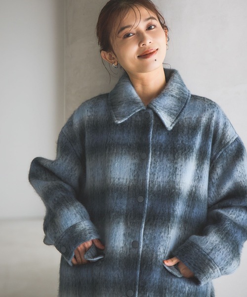 studio CLIP(スタディオクリップ)の「シャギーチェックジャケットコート(その他アウター・レディース・イエロー系その他/ブルー系その他/ブラウン系その他・FREE)」の21枚目の写真