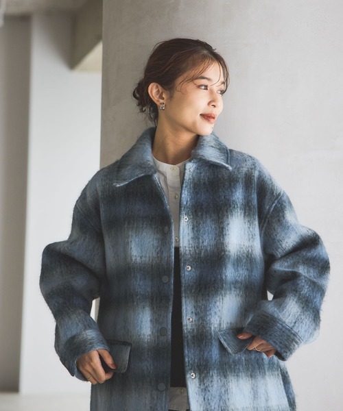 studio CLIP(スタディオクリップ)の「シャギーチェックジャケットコート(その他アウター・レディース・イエロー系その他/ブルー系その他/ブラウン系その他・FREE)」の22枚目の写真