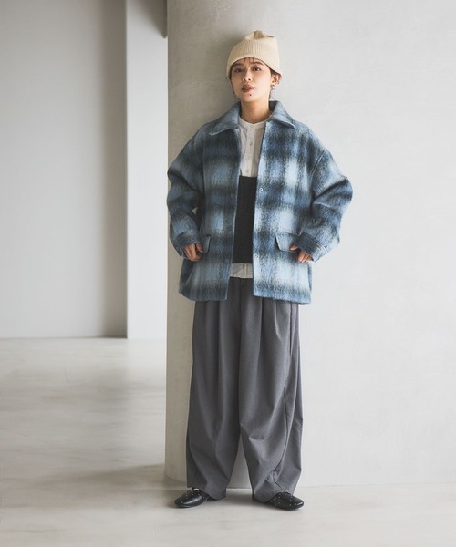 シャギーチェックジャケットコート（その他アウター）｜studio CLIP
