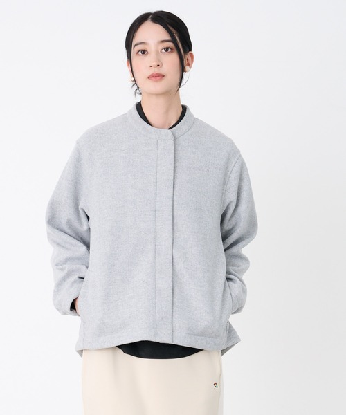 Arnold Palmer（アーノルドパーマー）の「ウールライクメルトン コクーンジャケット（ノーカラージャケット・レディース・ブラック/アイボリー/杢グレー・S/M/L）」の3枚目の写真