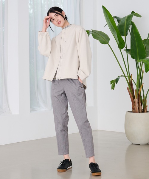 Arnold Palmer（アーノルドパーマー）の「ウールライクメルトン コクーンジャケット（ノーカラージャケット・レディース・ブラック/アイボリー/杢グレー・S/M/L）」の7枚目の写真