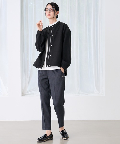 Arnold Palmer（アーノルドパーマー）の「ウールライクメルトン コクーンジャケット（ノーカラージャケット・レディース・ブラック/アイボリー/杢グレー・S/M/L）」の10枚目の写真