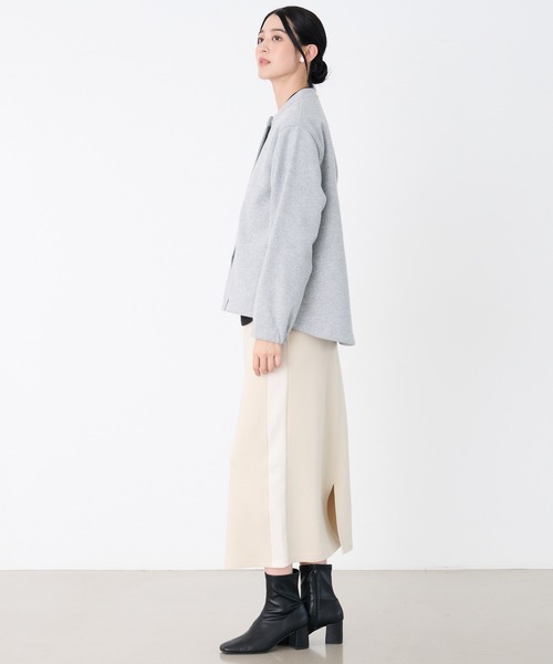 Arnold Palmer（アーノルドパーマー）の「ウールライクメルトン コクーンジャケット（ノーカラージャケット・レディース・ブラック/アイボリー/杢グレー・S/M/L）」の13枚目の写真