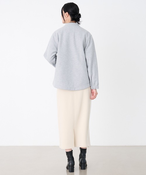 Arnold Palmer（アーノルドパーマー）の「ウールライクメルトン コクーンジャケット（ノーカラージャケット・レディース・ブラック/アイボリー/杢グレー・S/M/L）」の14枚目の写真