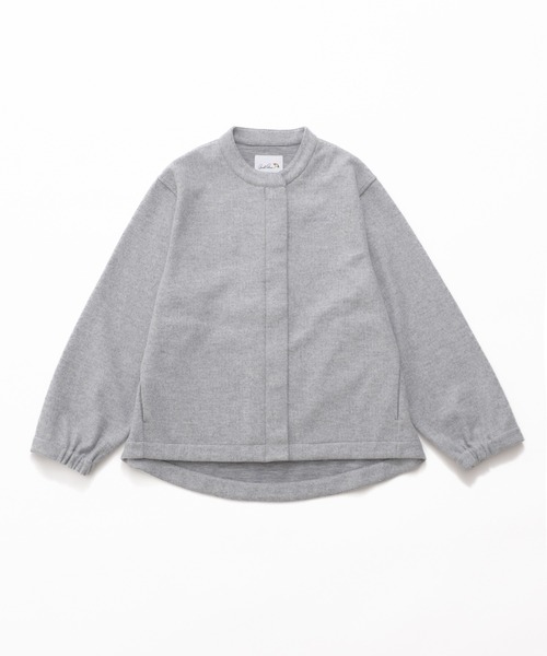 Arnold Palmer（アーノルドパーマー）の「ウールライクメルトン コクーンジャケット（ノーカラージャケット・レディース・ブラック/アイボリー/杢グレー・S/M/L）」の15枚目の写真