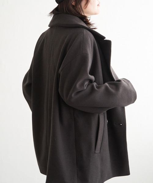 VENCEEXCHANGE（ヴァンスエクスチェンジ）の「ストレッチメルトンチェスターコート（チェスターコート・レディース・ブラック/ブラウン系その他・M/L）」の8枚目の写真