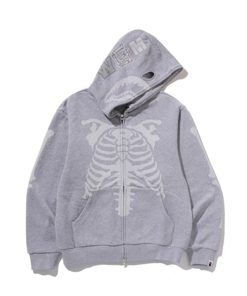 SKELETON SHARK HEAVY WASHED CROPPED FIT FULL ZIP HOODIE（パーカー