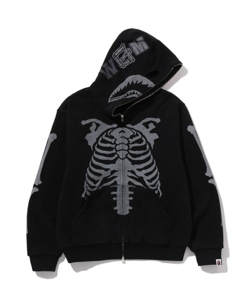SKELETON SHARK HEAVY WASHED CROPPED FIT FULL ZIP HOODIE（パーカー