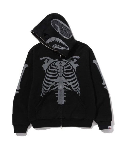 SKELETON SHARK HEAVY WASHED CROPPED FIT FULL ZIP HOODIE（パーカー