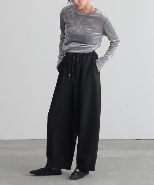 for/c（フォーシー）の「[低身長/高身長向けサイズ有]ウエスト異素材リラックスカーブパンツ【サスティナブル】（その他パンツ・レディース・ブラック/グレー/ブラウン・M/L/LL/PM/TM）」の8枚目の写真