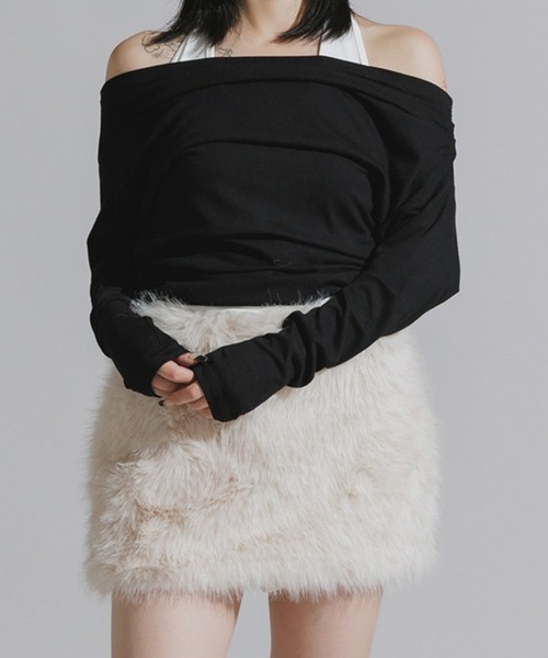 セール】Faux Fur Knit Mini Skirt / フェイクファーニットミニ