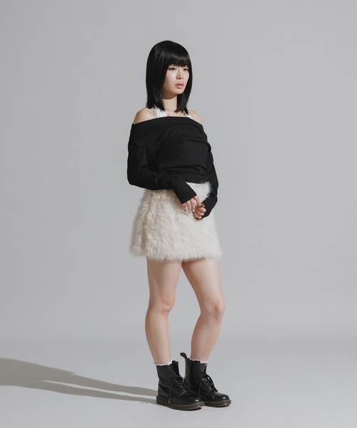 Chick（チック）の「Faux Fur Knit Mini Skirt / フェイクファーニットミニスカート（スカート・レディース・ホワイト/アニマル・FREE）」の14枚目の写真
