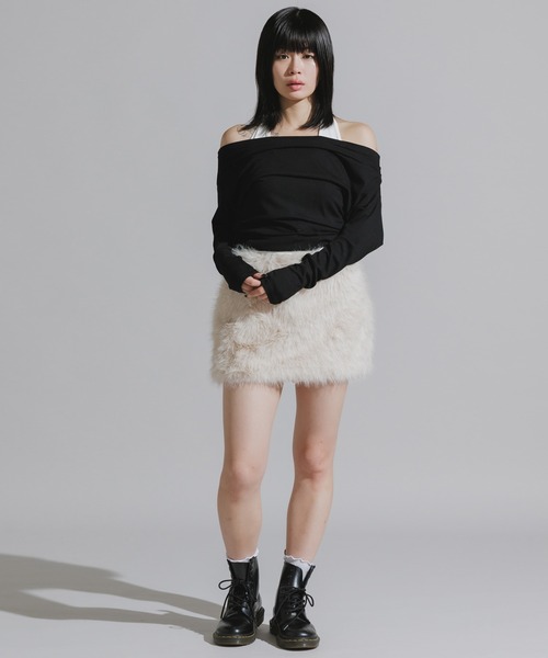 Chick（チック）の「Faux Fur Knit Mini Skirt / フェイクファーニットミニスカート（スカート・レディース・ホワイト/アニマル・FREE）」の16枚目の写真