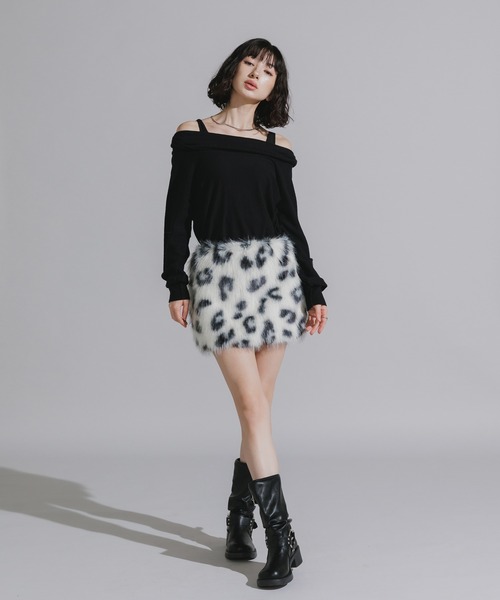 スカート Fluffy mini skirt ANDMARY】Fluffy mini skirt