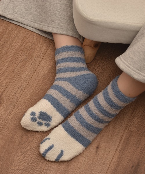 VIBGYOR Women(ヴィブジョー ウィメン)の「【float】ふわふわ モコモコ ネコ柄 パステル カラー デザイン ルームソックス【12色展開】(ソックス/靴下・レディース・グレー系1/ベージュ系2/グリーン系2/ブルー系3/ブルー系1/ピンク系1/ピンク系2/ピンク系3/グリーン系1/ベージュ系3/グリーン系3/ブルー系2・FREE)」の8枚目の写真