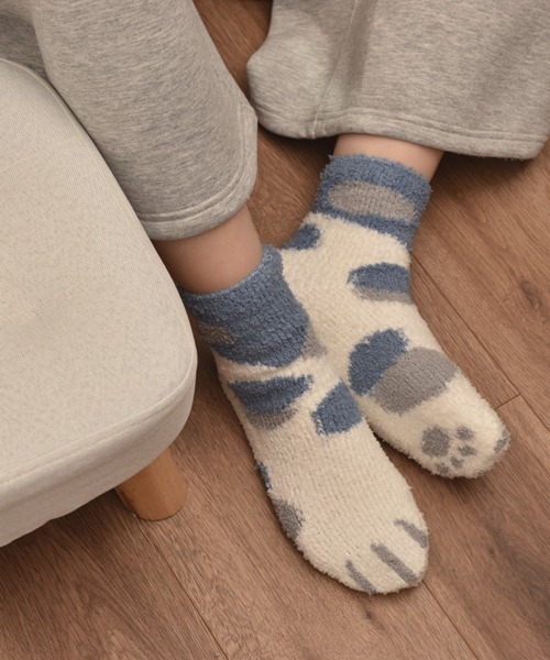 VIBGYOR Women(ヴィブジョー ウィメン)の「【float】ふわふわ モコモコ ネコ柄 パステル カラー デザイン ルームソックス【12色展開】(ソックス/靴下・レディース・グレー系1/ベージュ系2/グリーン系2/ブルー系3/ブルー系1/ピンク系1/ピンク系2/ピンク系3/グリーン系1/ベージュ系3/グリーン系3/ブルー系2・FREE)」の9枚目の写真