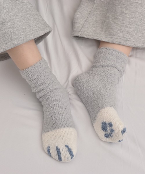 VIBGYOR Women(ヴィブジョー ウィメン)の「【float】ふわふわ モコモコ ネコ柄 パステル カラー デザイン ルームソックス【12色展開】(ソックス/靴下・レディース・グレー系1/ベージュ系2/グリーン系2/ブルー系3/ブルー系1/ピンク系1/ピンク系2/ピンク系3/グリーン系1/ベージュ系3/グリーン系3/ブルー系2・FREE)」の22枚目の写真
