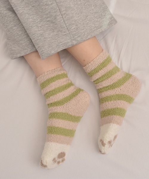 VIBGYOR Women(ヴィブジョー ウィメン)の「【float】ふわふわ モコモコ ネコ柄 パステル カラー デザイン ルームソックス【12色展開】(ソックス/靴下・レディース・グレー系1/ベージュ系2/グリーン系2/ブルー系3/ブルー系1/ピンク系1/ピンク系2/ピンク系3/グリーン系1/ベージュ系3/グリーン系3/ブルー系2・FREE)」の21枚目の写真