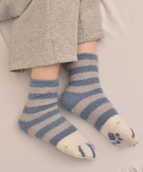 VIBGYOR Women(ヴィブジョー ウィメン)の「【float】ふわふわ モコモコ ネコ柄 パステル カラー デザイン ルームソックス【12色展開】(ソックス/靴下・レディース・グレー系1/ベージュ系2/グリーン系2/ブルー系3/ブルー系1/ピンク系1/ピンク系2/ピンク系3/グリーン系1/ベージュ系3/グリーン系3/ブルー系2・FREE)」の15枚目の写真