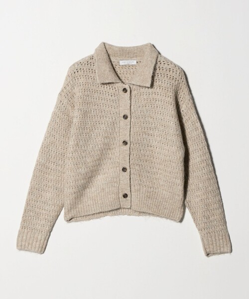 AURALEE オーラリー　クロップド丈　ポロカーディガン スーパーファインウール ソフトリブ ニット クロップド カーディガン