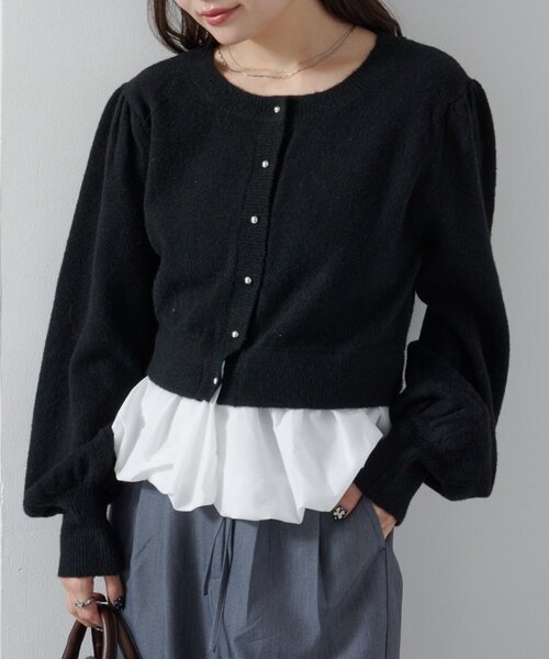 Kastane（カスタネ）の「*2WAYバルーンニットカーディガン（カーディガン/ボレロ・レディース・グレー/アイボリー/ブラック・FREE）」の3枚目の写真