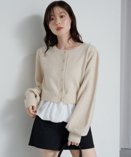 Kastane（カスタネ）の「*2WAYバルーンニットカーディガン（カーディガン/ボレロ・レディース・グレー/アイボリー/ブラック・FREE）」の22枚目の写真