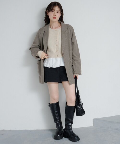 Kastane（カスタネ）の「*2WAYバルーンニットカーディガン（カーディガン/ボレロ・レディース・グレー/アイボリー/ブラック・FREE）」の5枚目の写真